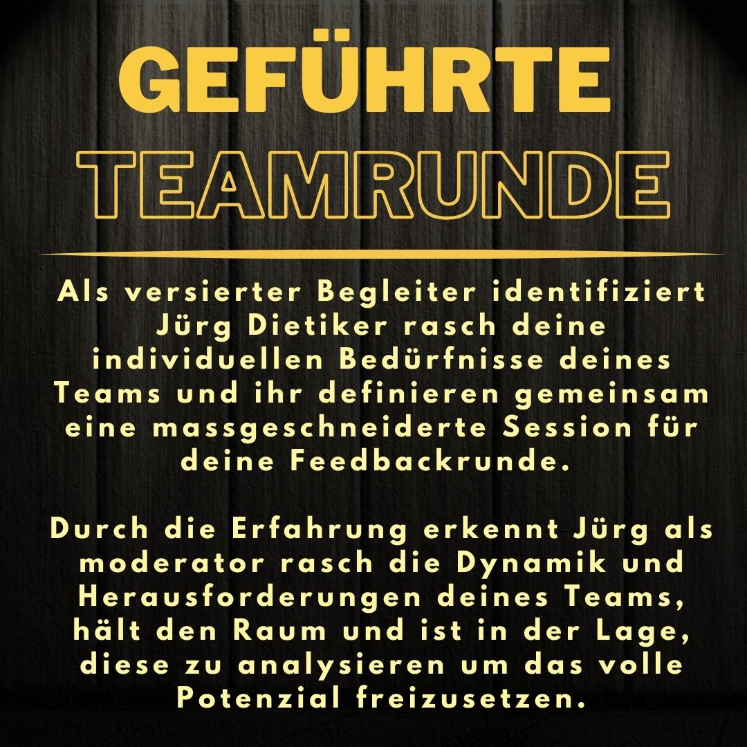 Geführte Teamrunde - Jürg Dietiker begleitet dein Team
